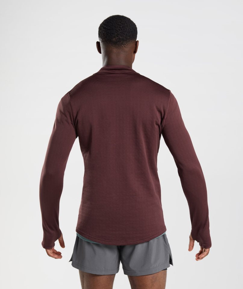 Men's Gymshark Sport 1/4 Zip Sweatshirts Burgundy | NZ 7GVUWJ